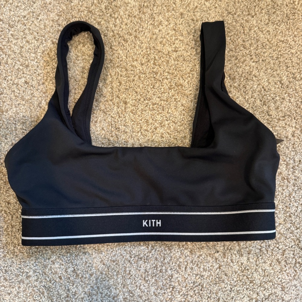 Kith Women Black Logo Band Square Neck Sports Bra Bralette XS